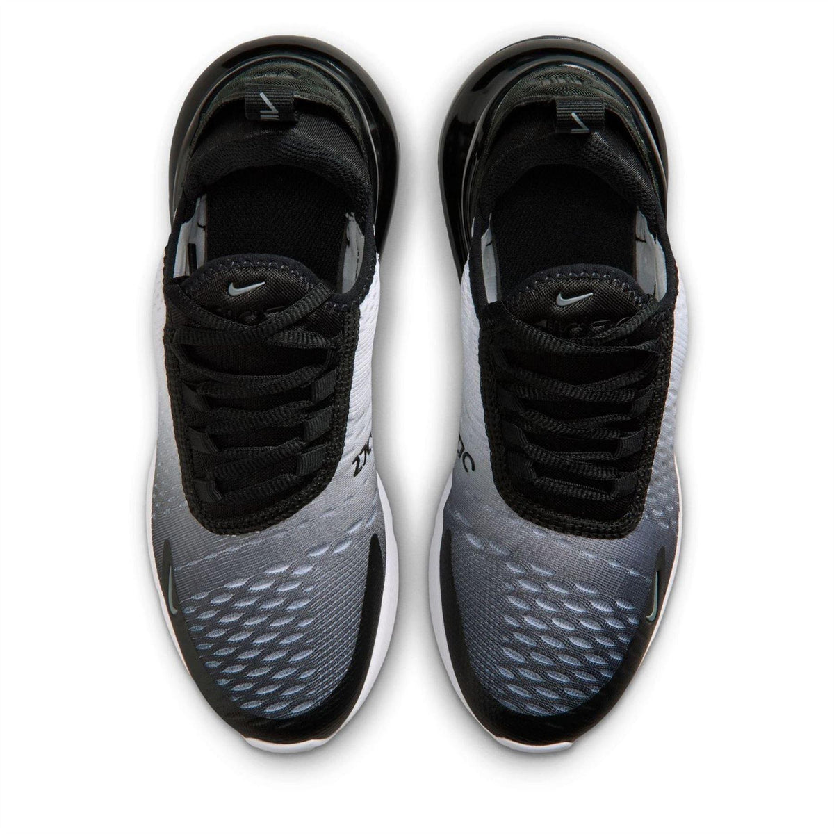 Black-White-Grey - Pack Shot - Nike Childrens-Kids Air Max 270 React Swoosh Trainers