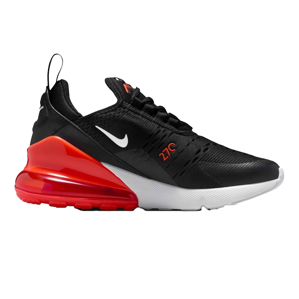 Black-Red - Front - Nike Childrens-Kids Air Max 270 React Swoosh Trainers