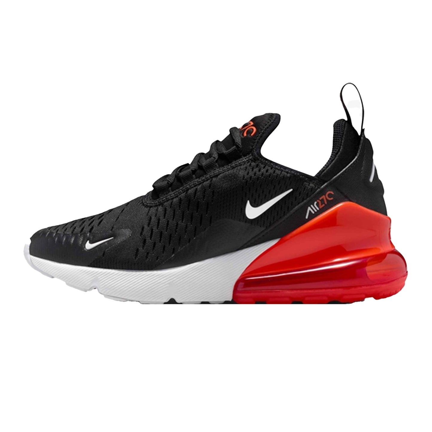 Black-Red - Side - Nike Childrens-Kids Air Max 270 React Swoosh Trainers