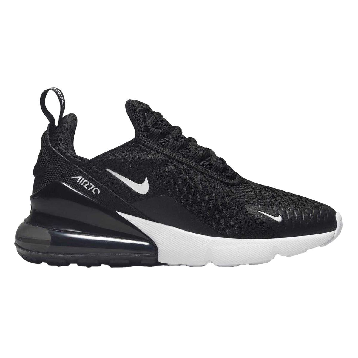 Black-White - Front - Nike Childrens-Kids Air Max 270 React Swoosh Trainers