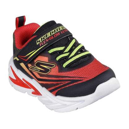 Red-Black - Pack Shot - Skechers Boys Flex-GlowUltra Light Up Trainers