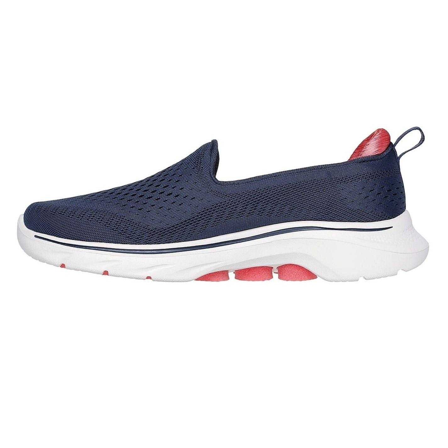Navy-Coral - Back - Skechers Womens-Ladies Go Walk Flat Trainers