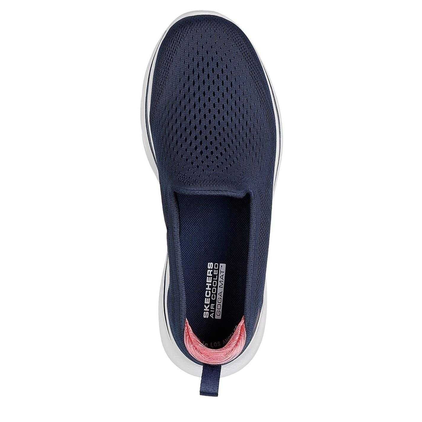 Navy-Coral - Lifestyle - Skechers Womens-Ladies Go Walk Flat Trainers