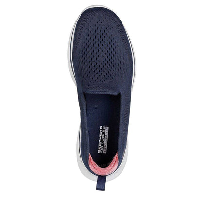 Navy-Coral - Lifestyle - Skechers Womens-Ladies Go Walk Flat Trainers