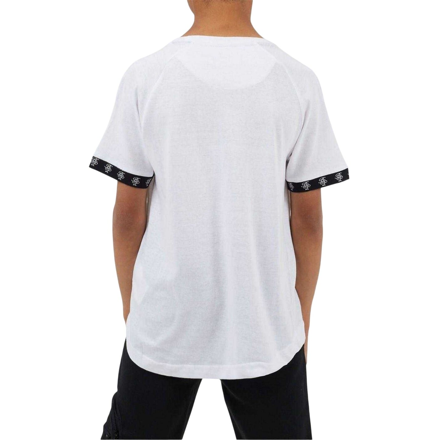 White-Black - Back - Brave Soul Childrens-Kids Embroidered Logo Raglan Baseball T-Shirt