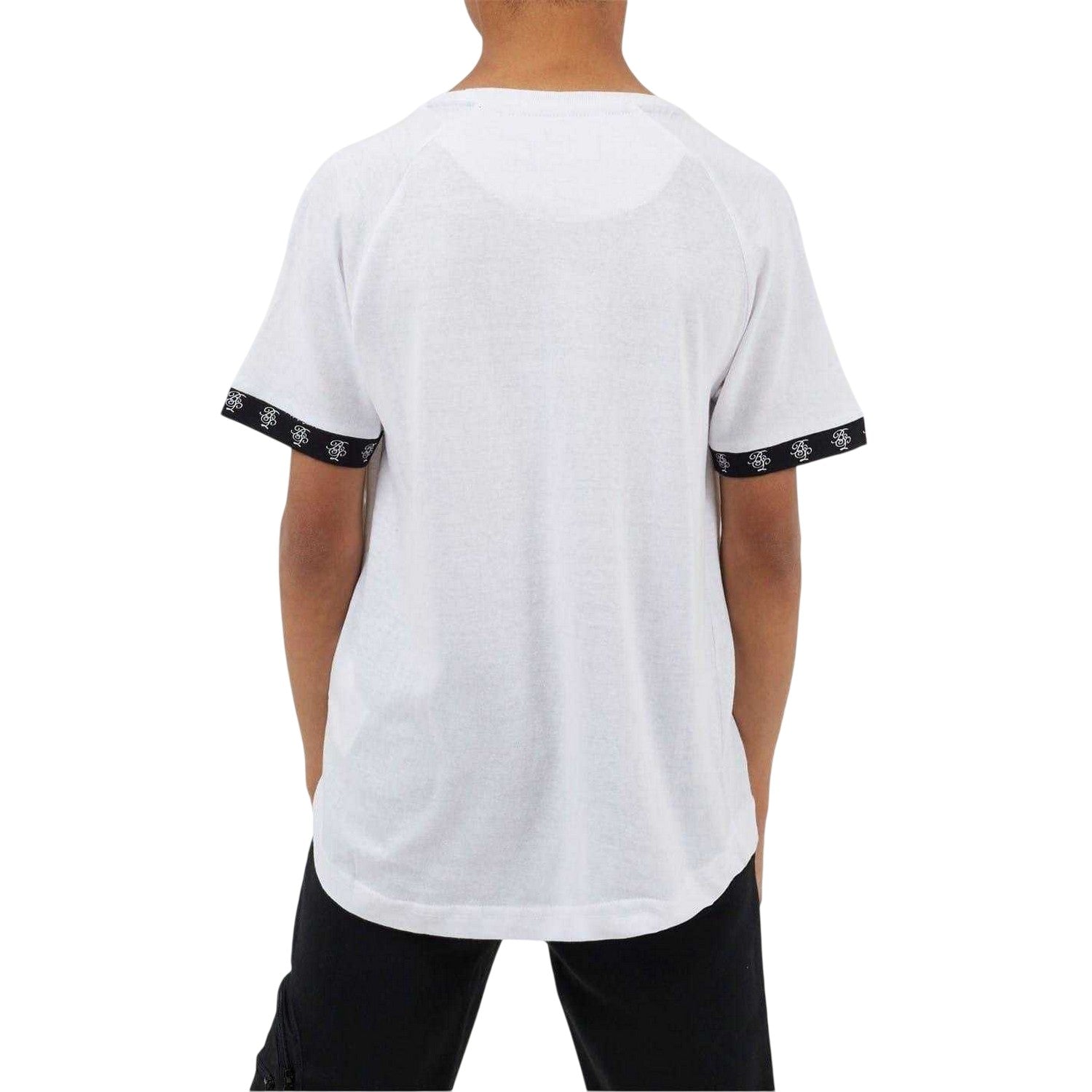 White-Black - Back - Brave Soul Childrens-Kids Embroidered Logo Raglan Baseball T-Shirt
