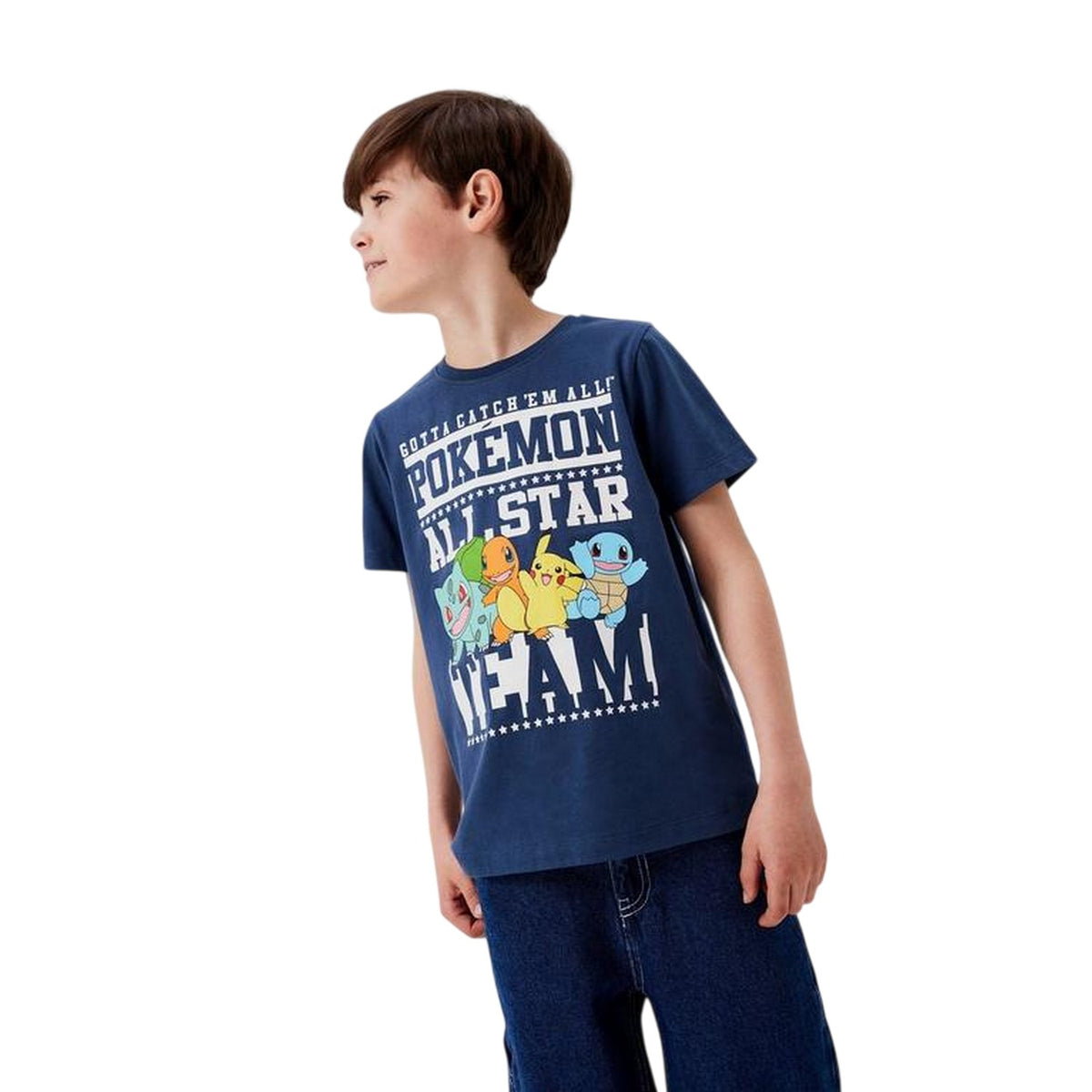 Dark Denim - Side - Name It Childrens-Kids Pokemon Crew Neck T-Shirt