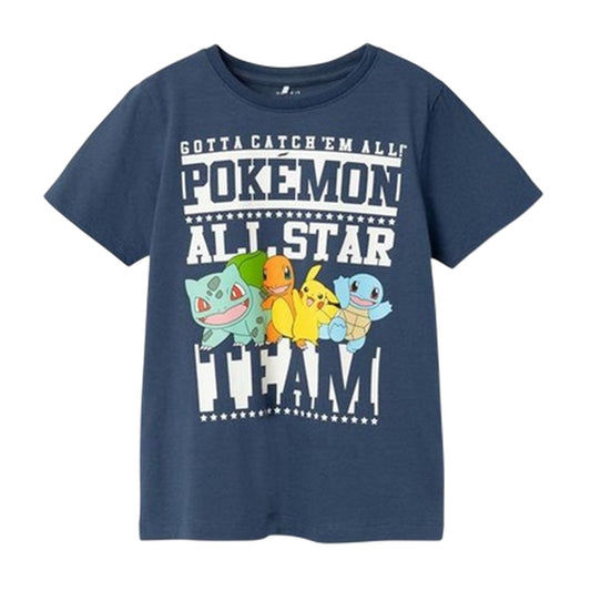 Dark Denim - Front - Name It Childrens-Kids Pokemon Crew Neck T-Shirt