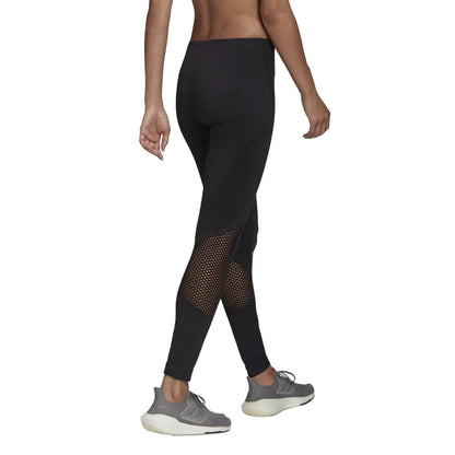 Black - Back - Adidas Womens-Ladies Aeroknit 7-8 Running Tights