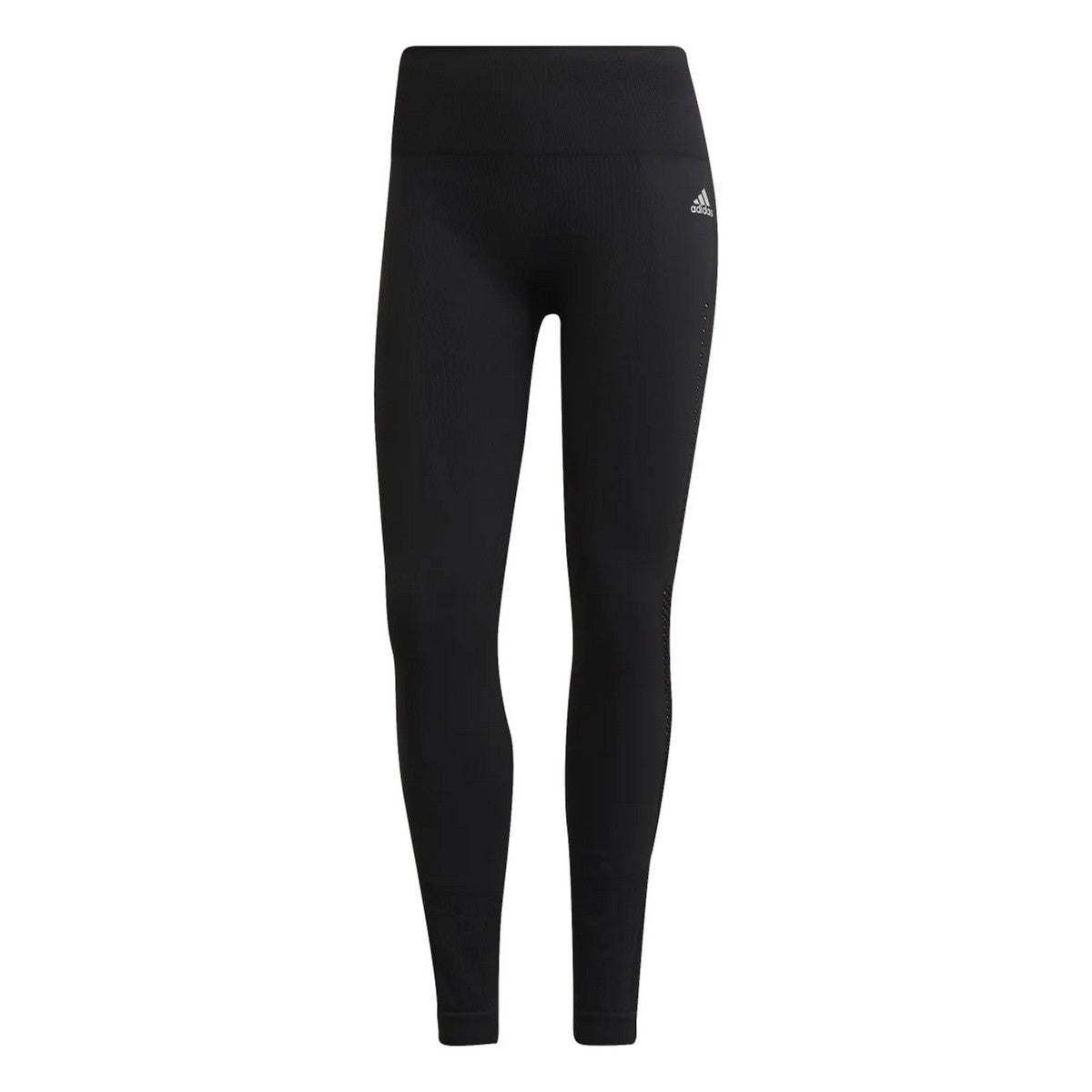 Black - Front - Adidas Womens-Ladies Aeroknit 7-8 Running Tights