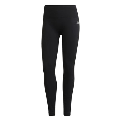 Black - Front - Adidas Womens-Ladies Aeroknit 7-8 Running Tights