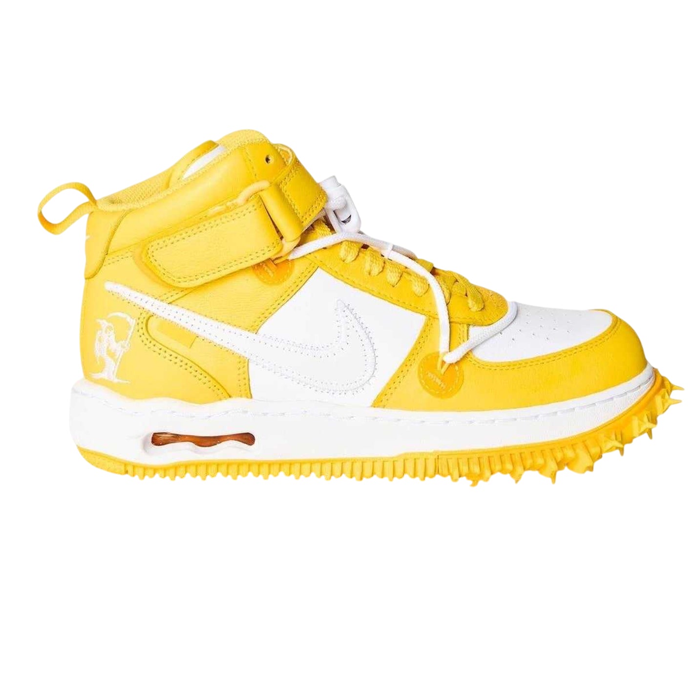 Yellow-White - Front - Nike Unisex Adult Off White Leather High Top Trainers
