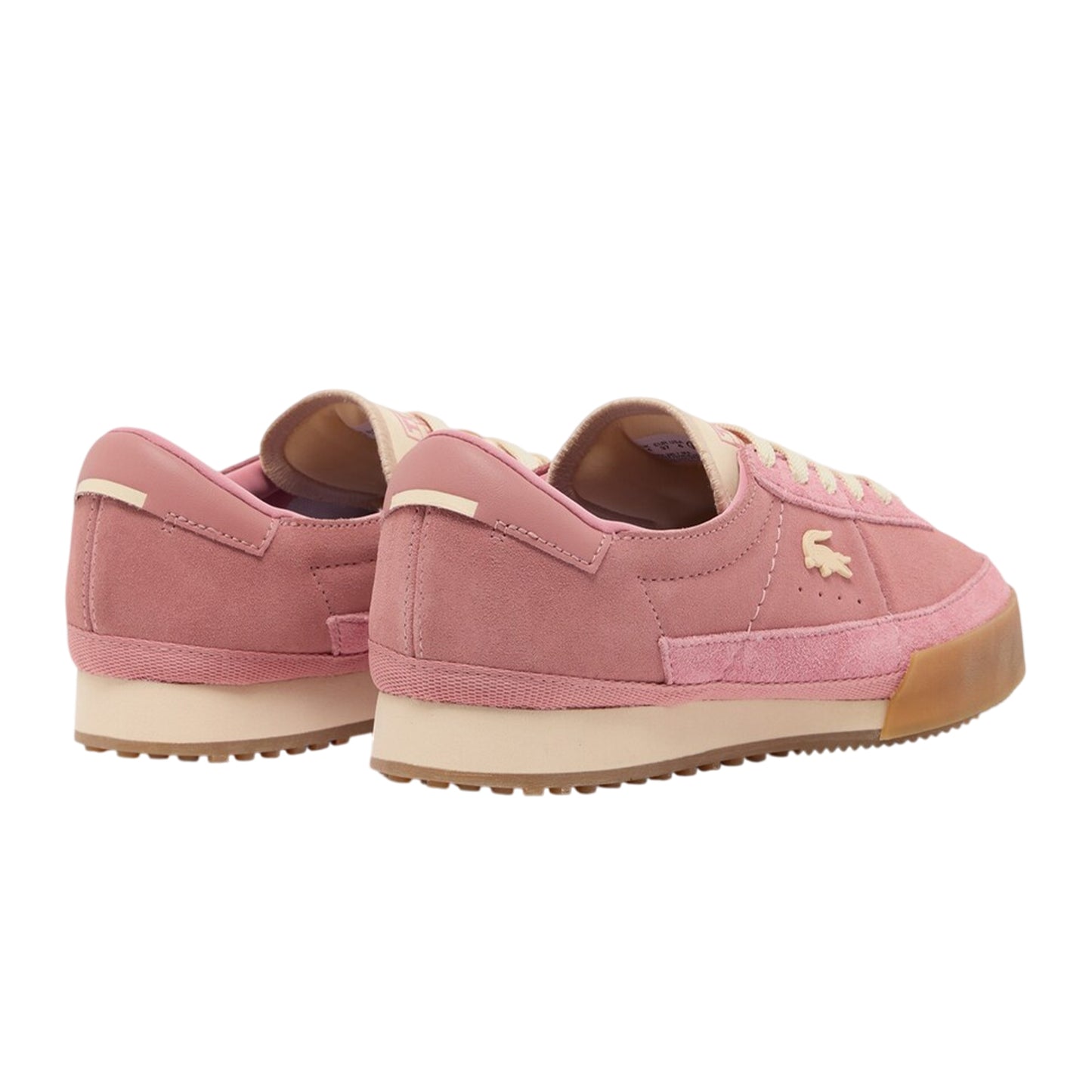 Pink - Back - Lacoste Womens-Ladies Aura Suede Trainers