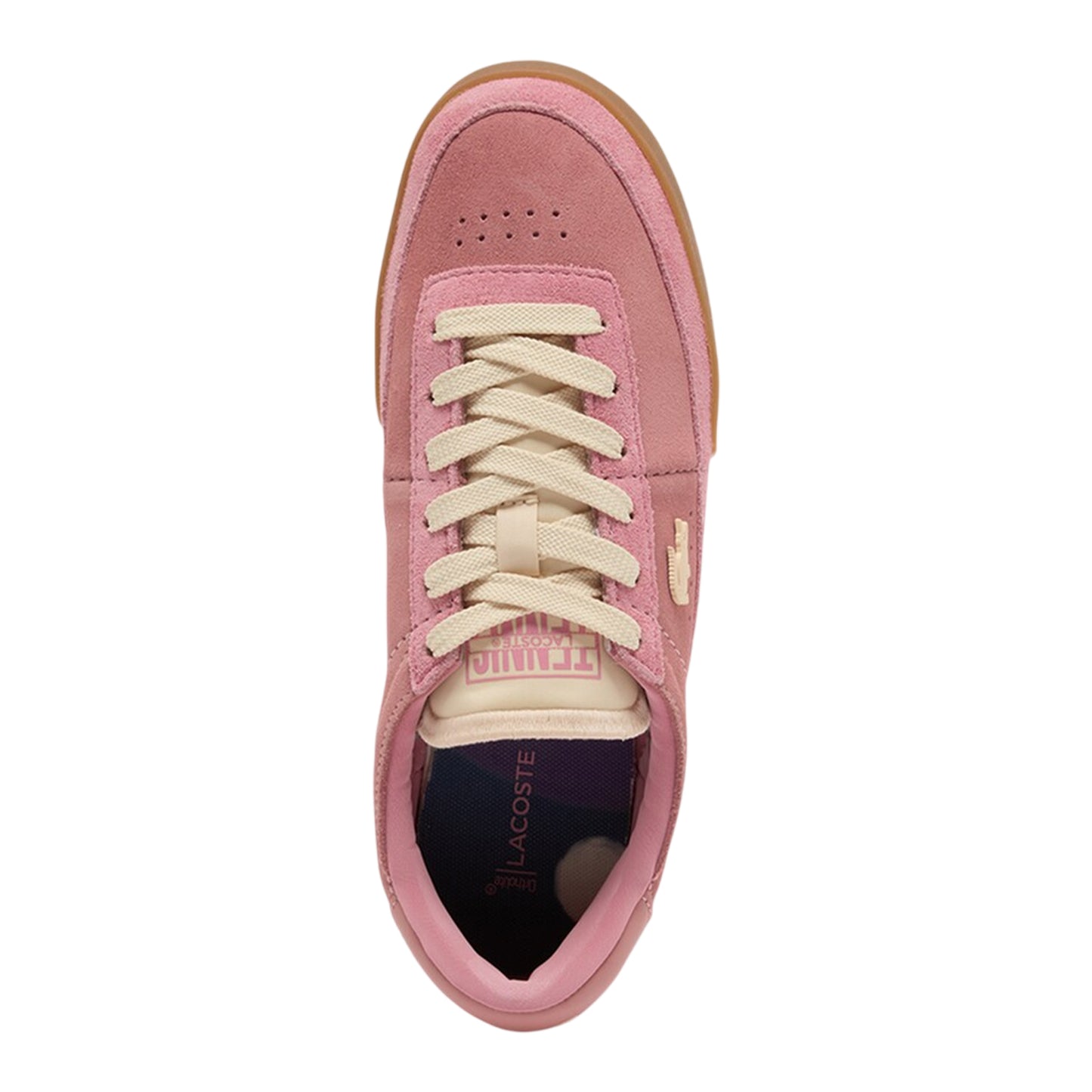 Pink - Side - Lacoste Womens-Ladies Aura Suede Trainers