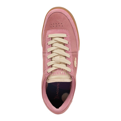 Pink - Side - Lacoste Womens-Ladies Aura Suede Trainers