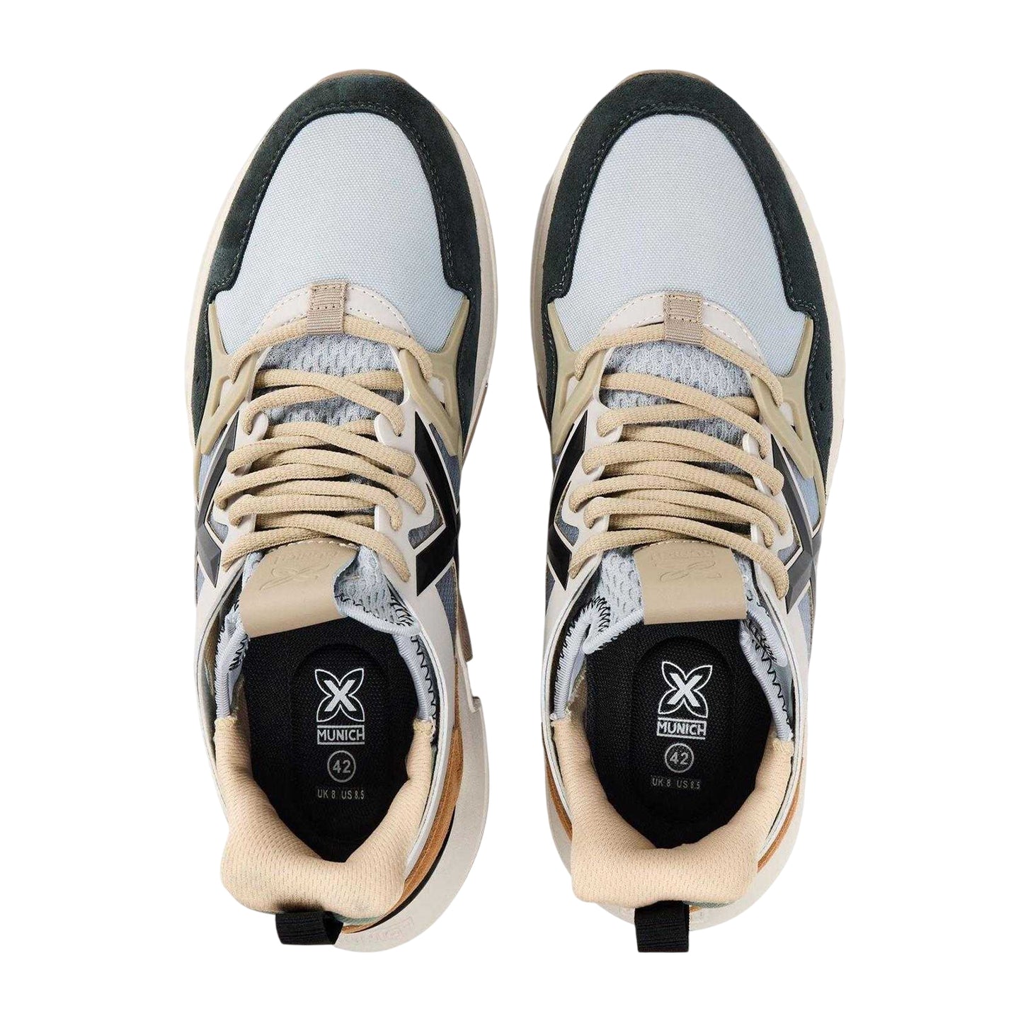White-Grey - Side - Munich Mens Clik Suede Trainers