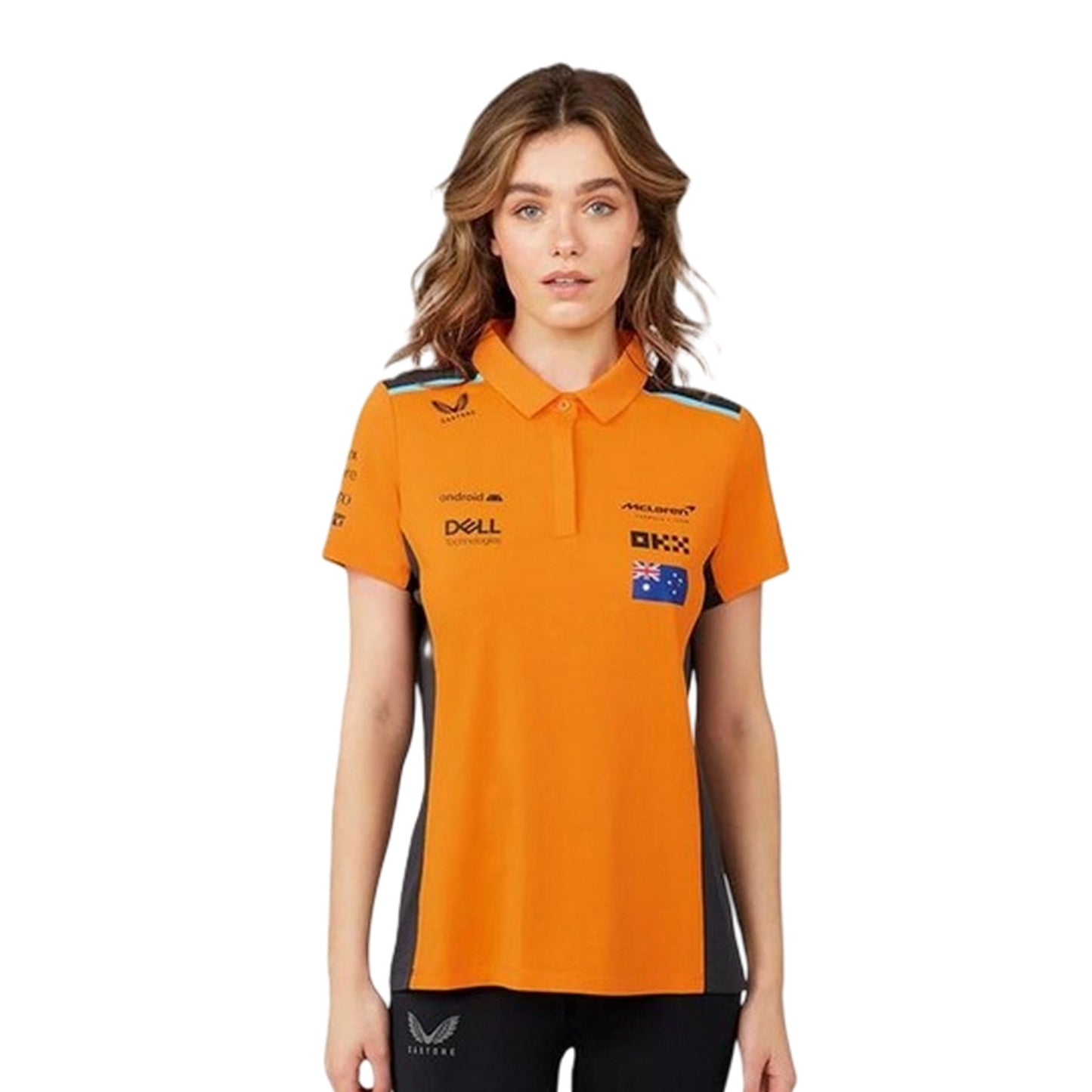 Autumn Glory-Phantom - Side - Castore Womens-Ladies McLaren F1 Polo Shirt