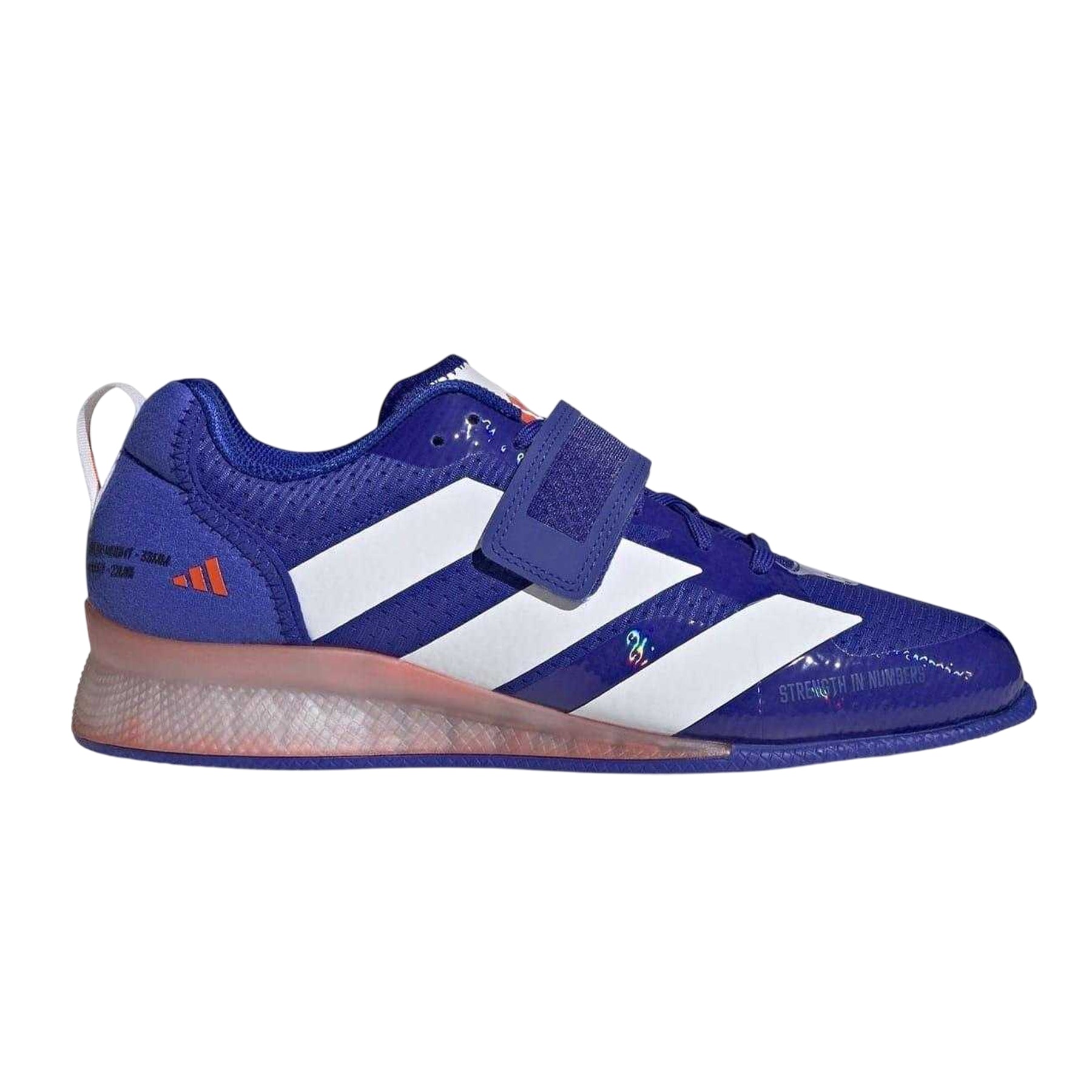 Blue-White-Orange - Side - Adidas Childrens-Kids Adipower Weight Lifting Shoes