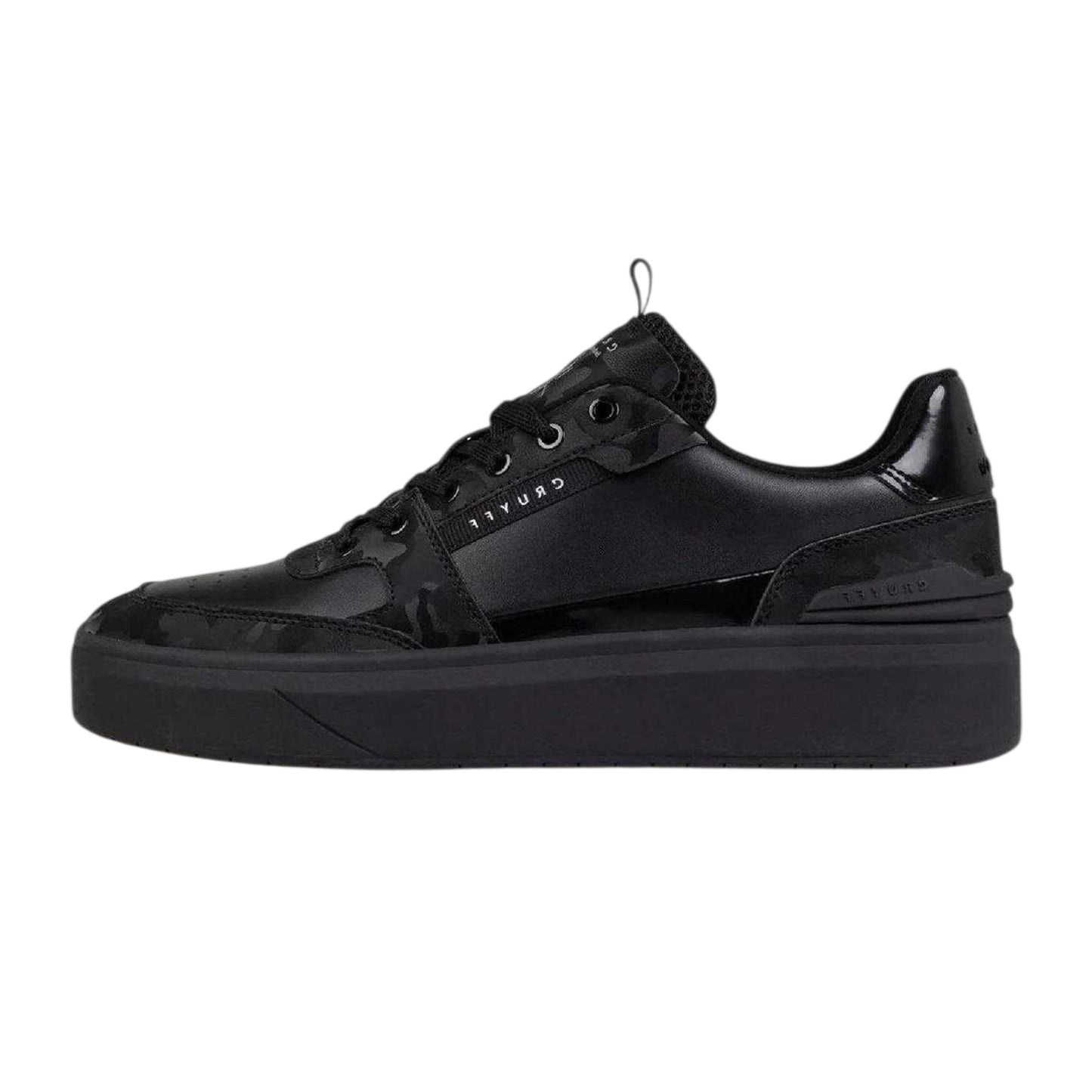 Black - Back - Cruyff Mens Endorsed Leather Tennis Flat Trainers