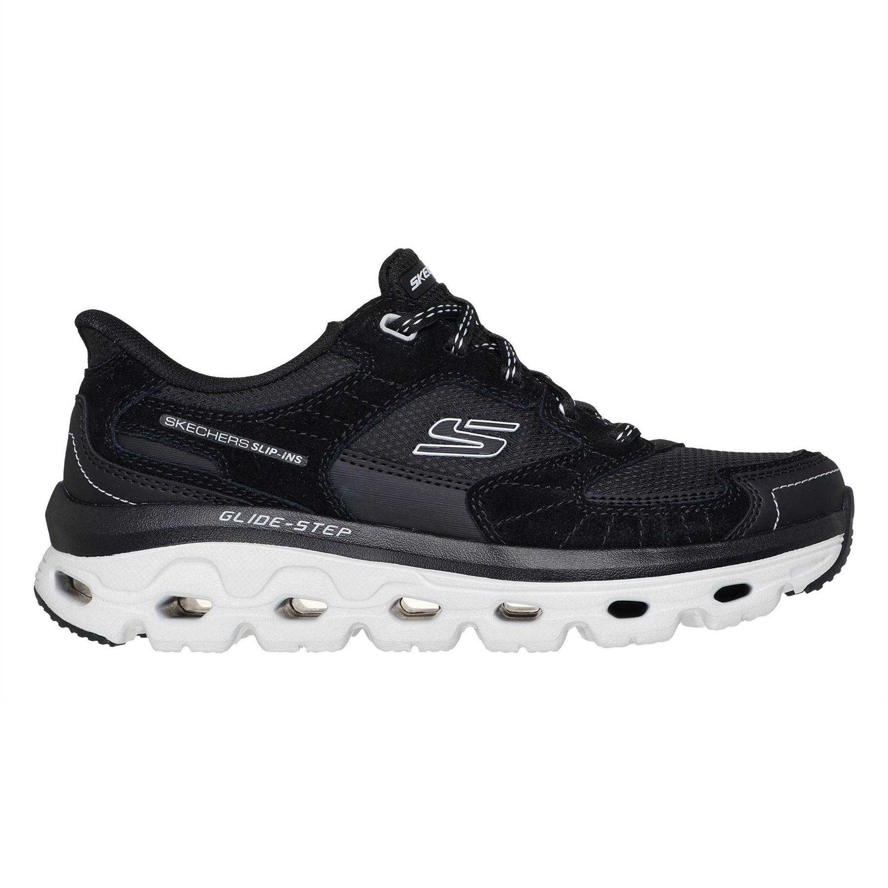 Black - Side - Skechers Womens-Ladies Paradisevalley Glide-Step Trainers