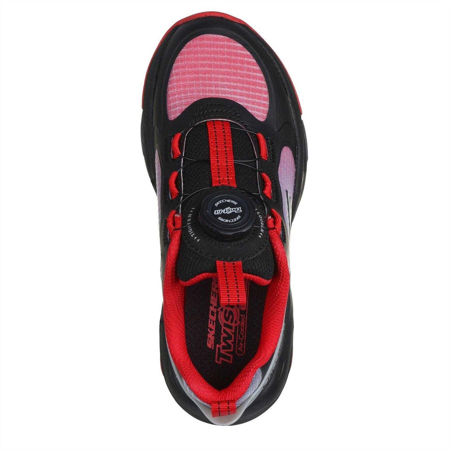 Black-Red - Side - Skechers Childrens-Kids Retrotech Casual Trainers