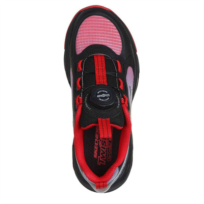 Black-Red - Side - Skechers Childrens-Kids Retrotech Casual Trainers