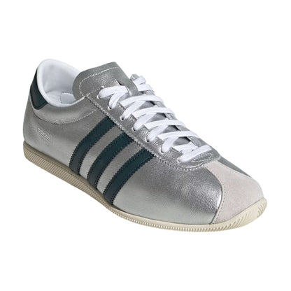 Silver-Green - Front - Adidas Womens-Ladies Paris 3 Stripes Leather Trainers