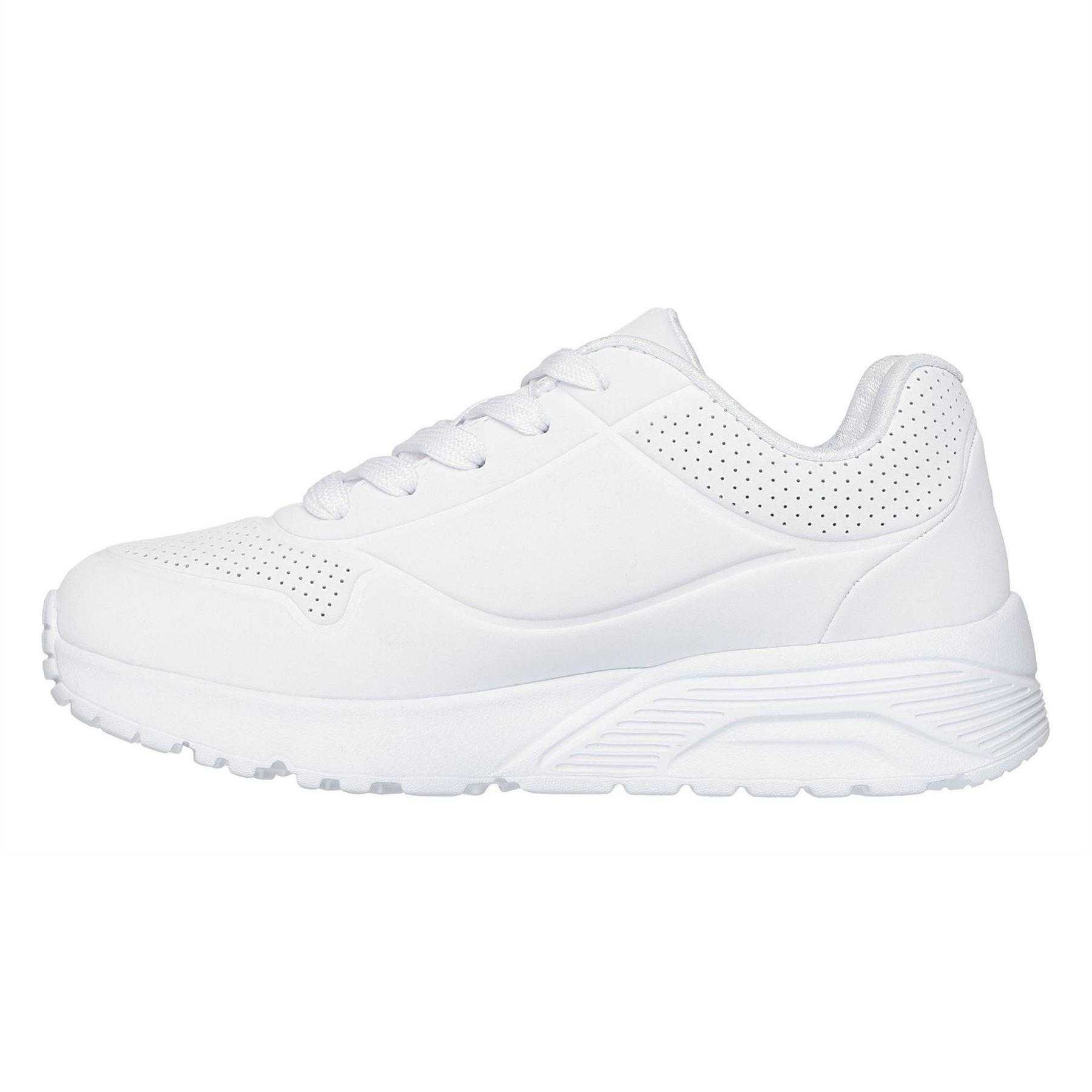 White-Green-Black - Back - Skechers Childrens-Kids Uno Lite Heart Trainers