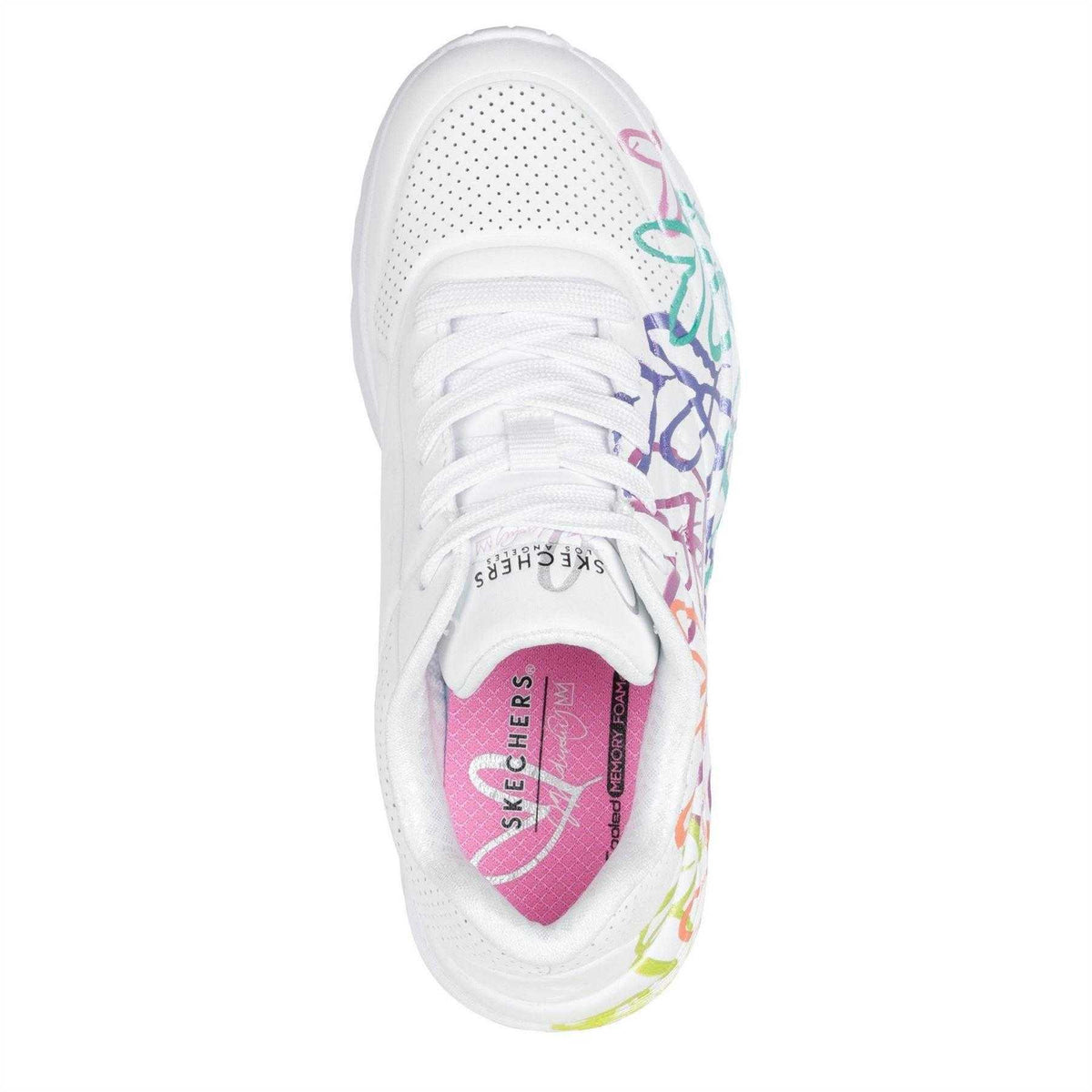White-Green-Black - Lifestyle - Skechers Childrens-Kids Uno Lite Heart Trainers