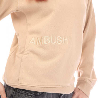 Beige - Side - Ambush Womens-Ladies Crew Neck Sweatshirt