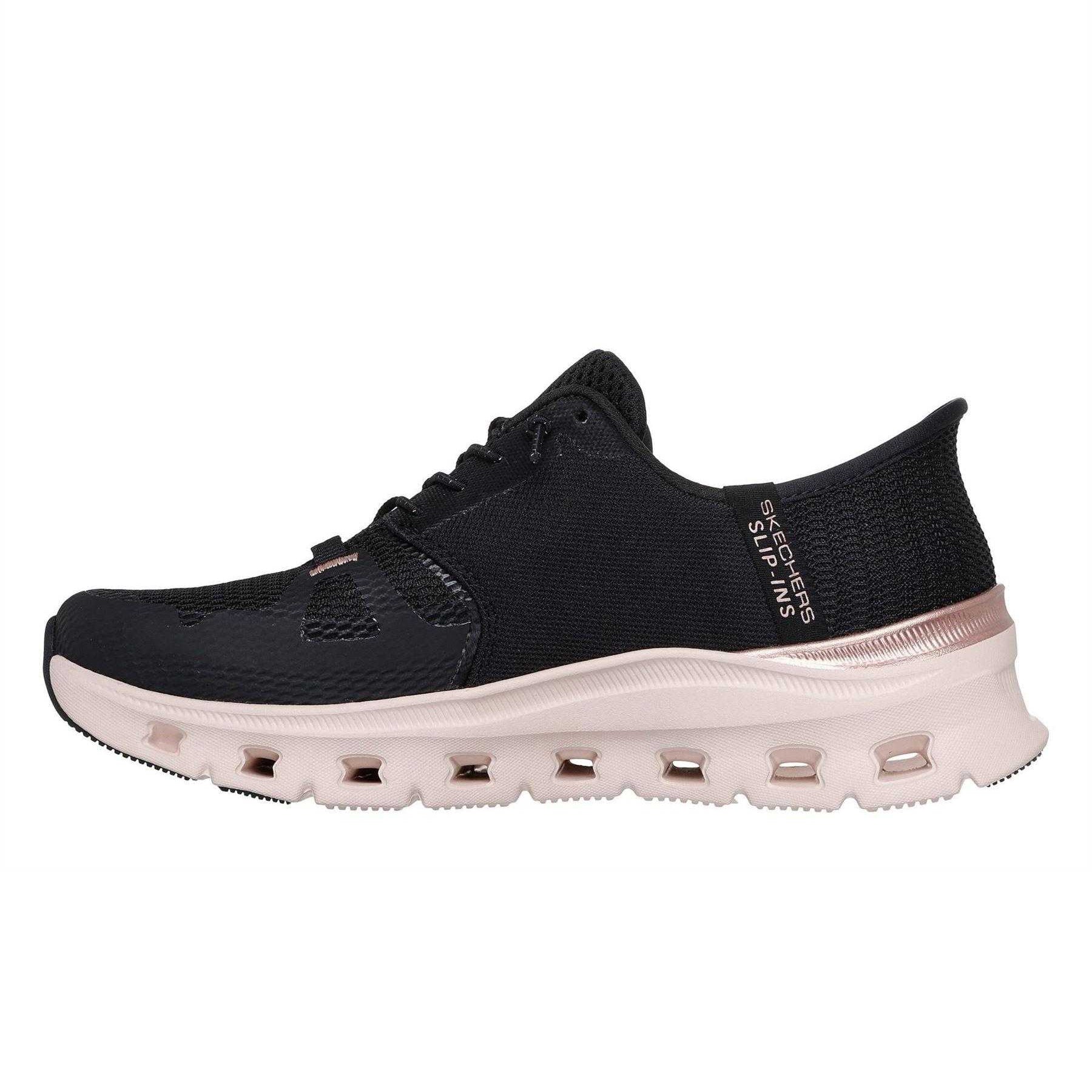Black-Gold - Back - Skechers Womens-Ladies Pro Mesh Glide-Step Trainers