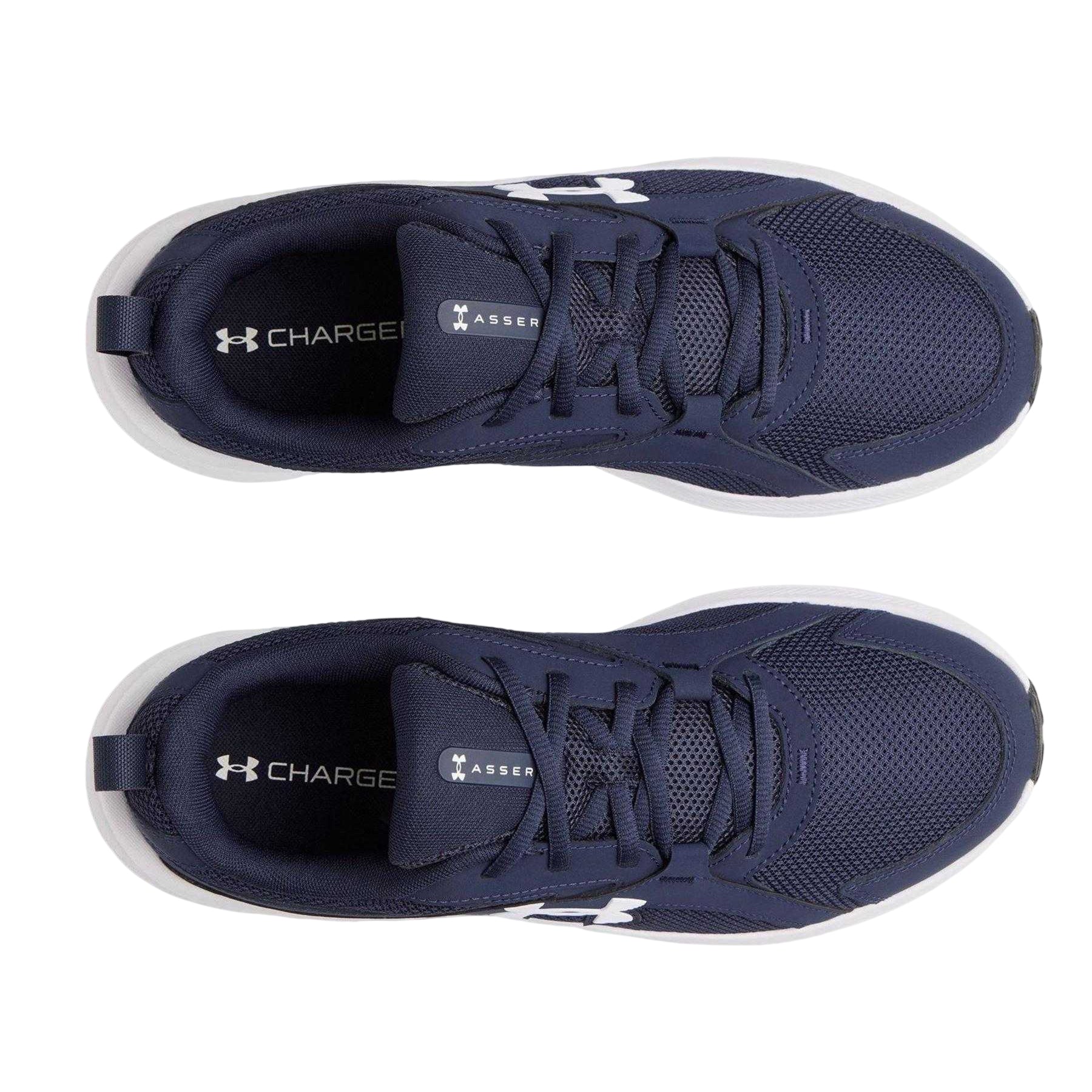 Navy-White - Side - Under Armour Mens Assert 11 Trainers