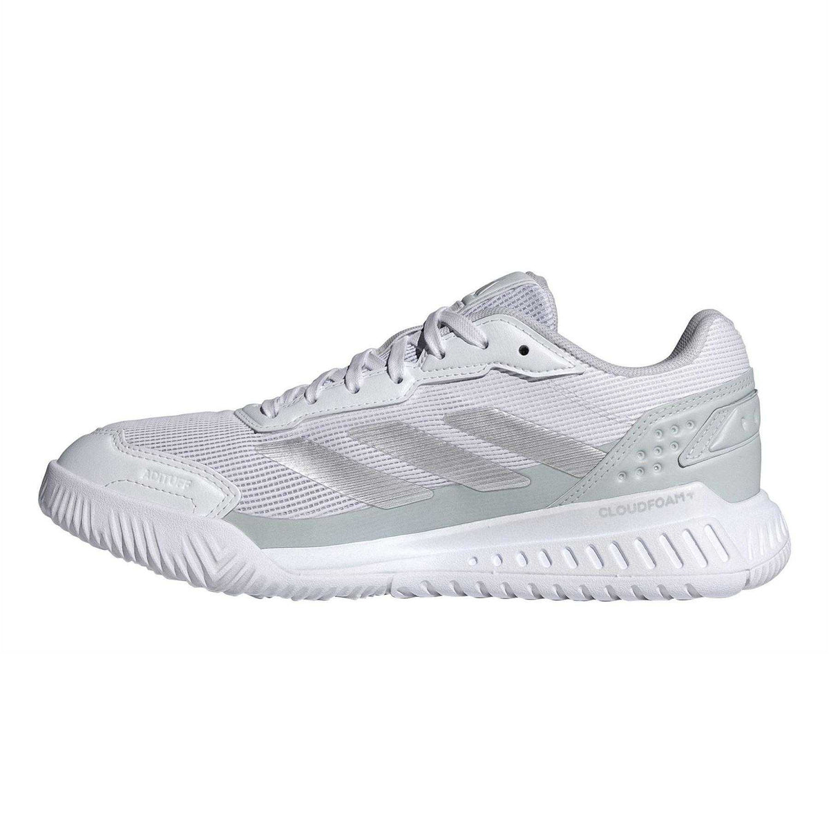 White - Side - Adidas Womens-Ladies Courtquick Cloudfoam Padel Shoes