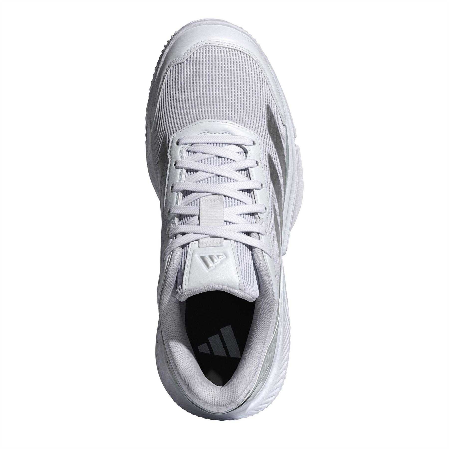 White - Pack Shot - Adidas Womens-Ladies Courtquick Cloudfoam Padel Shoes