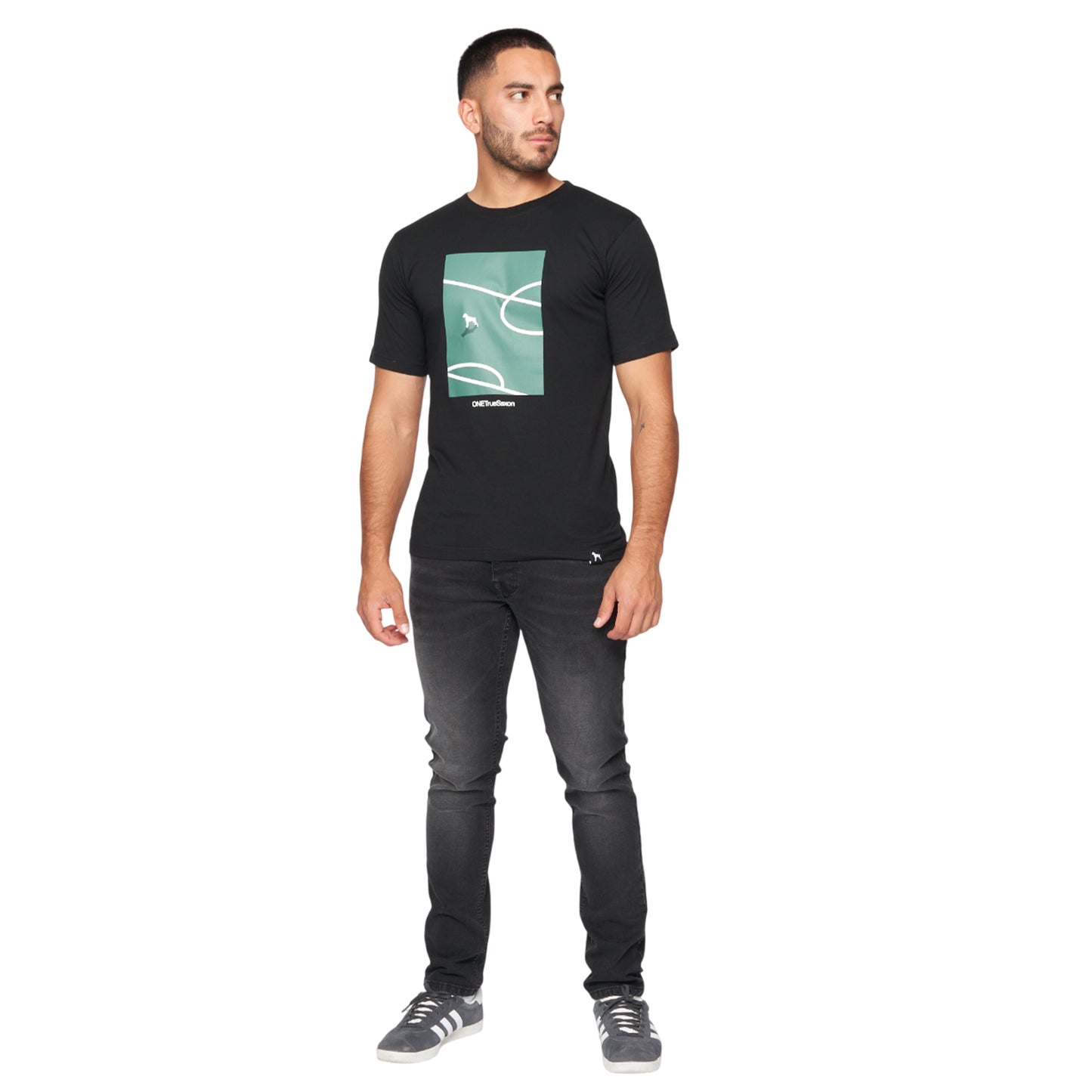 Black - Side - One True Saxon Mens Turf T-Shirt