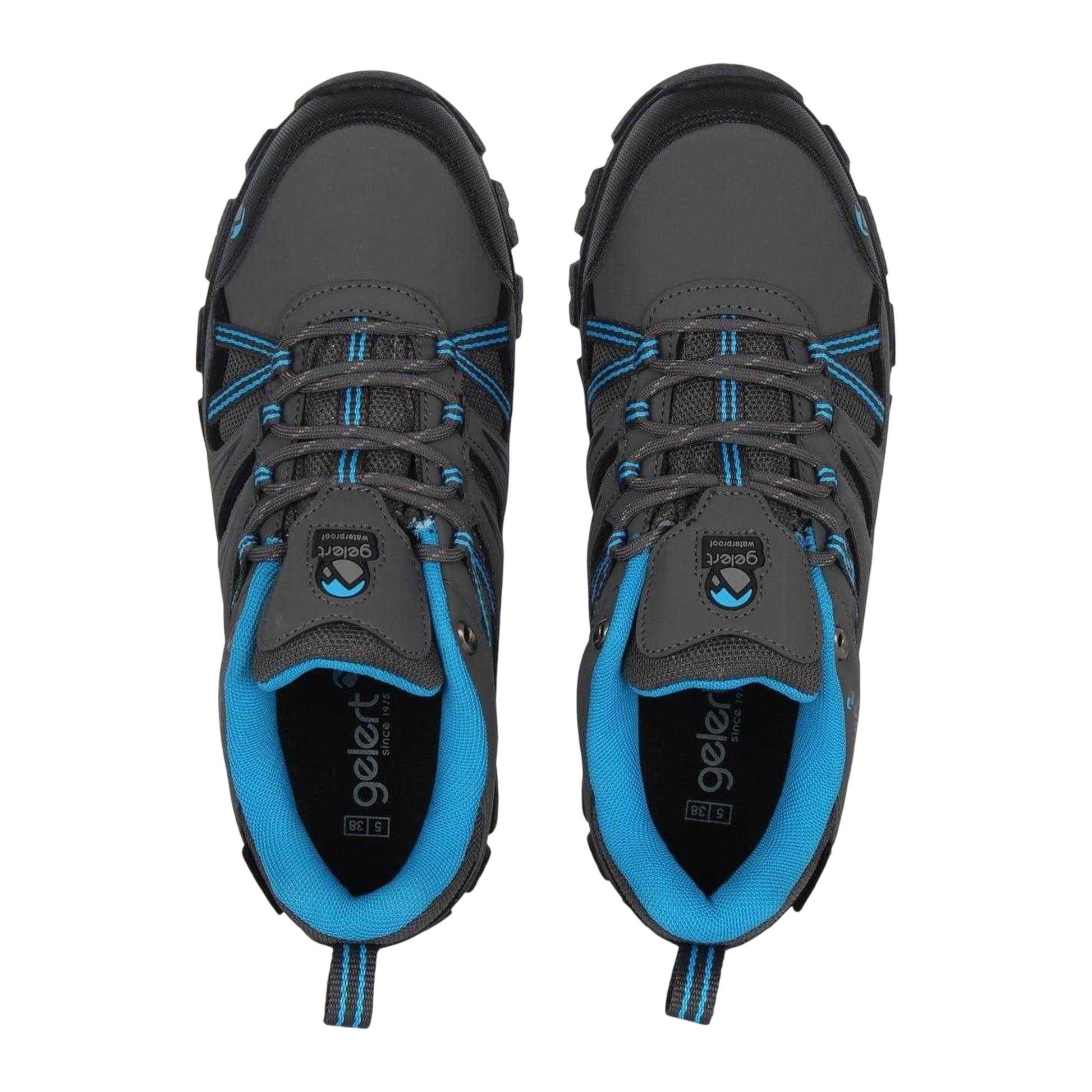 Charcoal-Blue - Pack Shot - Gelert Childrens-Kids Horizon Waterproof Walking Shoes