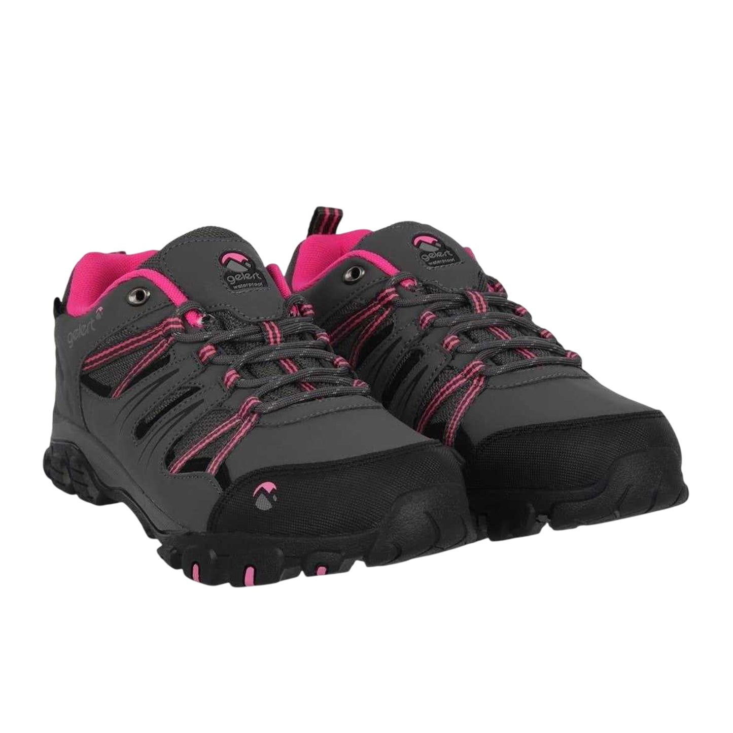Charcoal-Pink - Front - Gelert Childrens-Kids Horizon Waterproof Walking Shoes