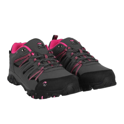 Charcoal-Pink - Front - Gelert Childrens-Kids Horizon Waterproof Walking Shoes