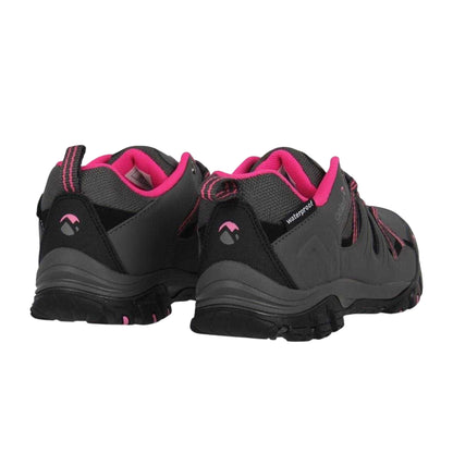 Charcoal-Pink - Back - Gelert Childrens-Kids Horizon Waterproof Walking Shoes
