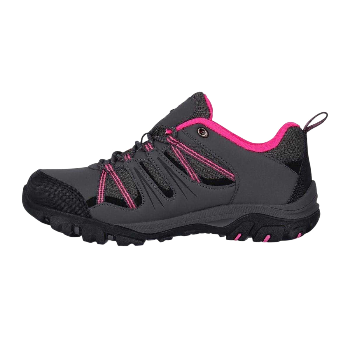 Charcoal-Pink - Side - Gelert Childrens-Kids Horizon Waterproof Walking Shoes