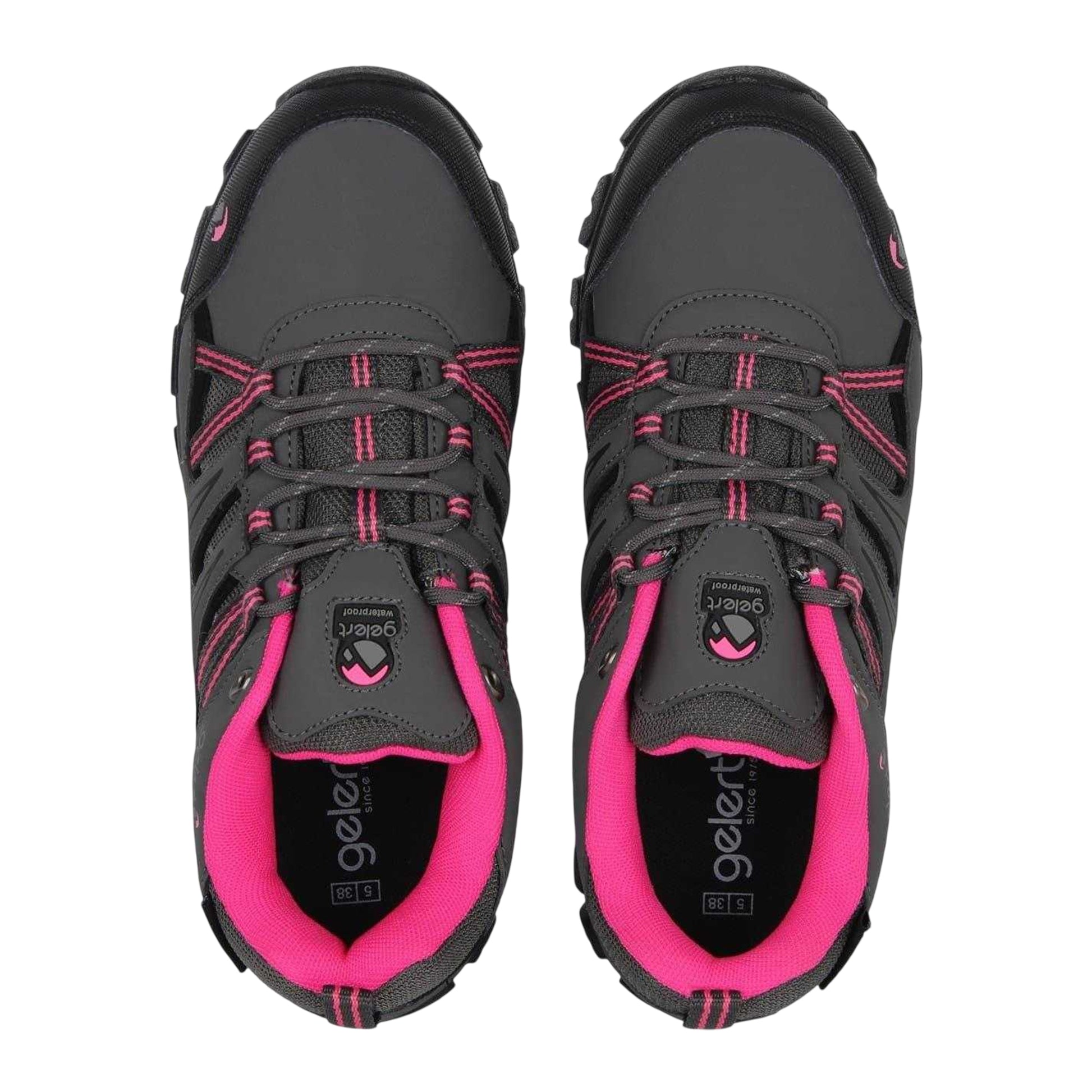 Charcoal-Pink - Pack Shot - Gelert Childrens-Kids Horizon Waterproof Walking Shoes