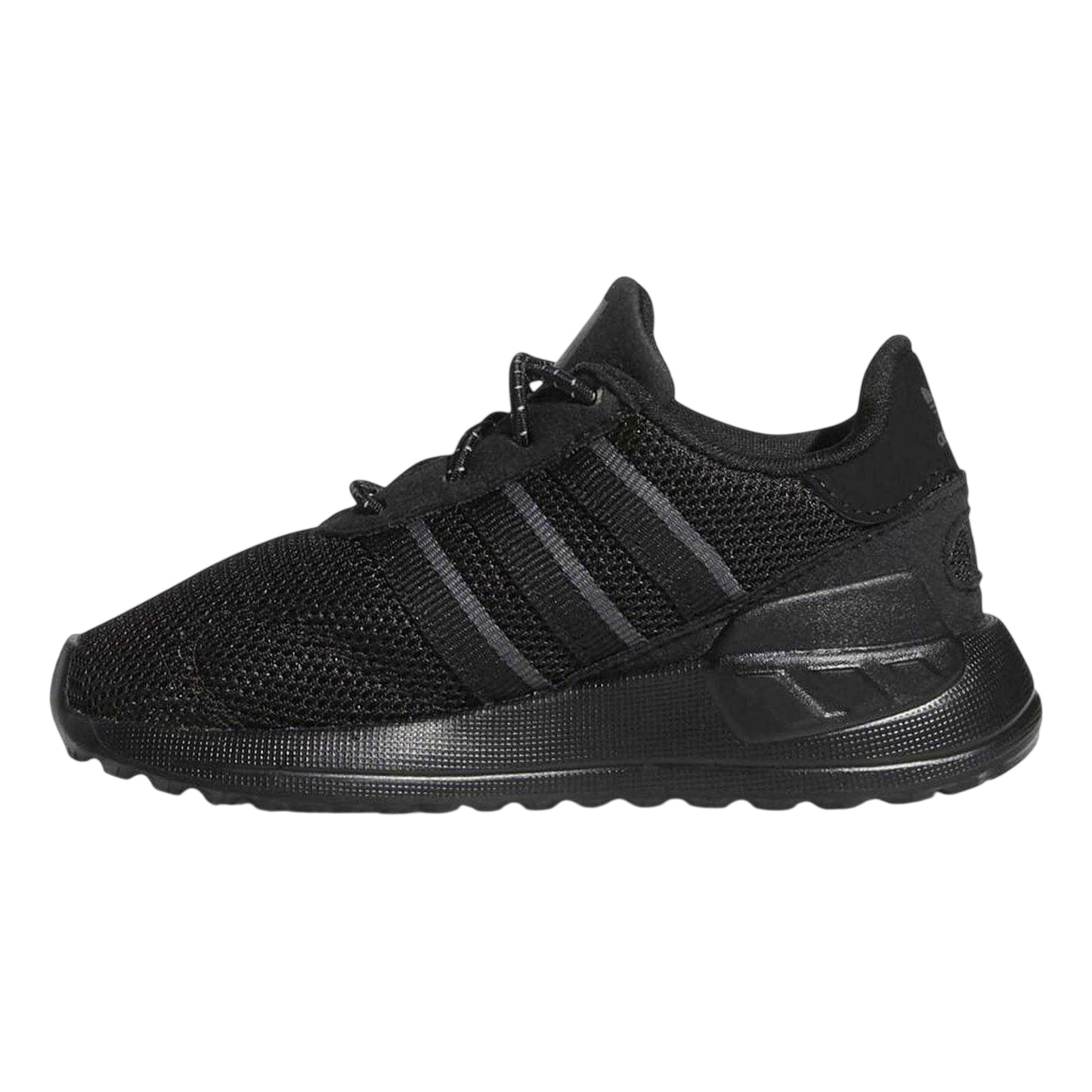 Black-Grey - Back - Adidas Baby 3 Stripes Mesh Ortholite Trainers