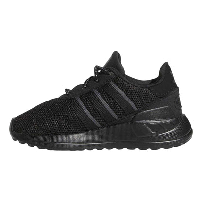 Black-Grey - Back - Adidas Baby 3 Stripes Mesh Ortholite Trainers