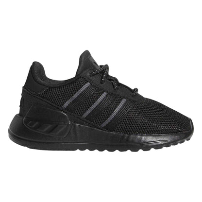 Black-Grey - Front - Adidas Baby 3 Stripes Mesh Ortholite Trainers