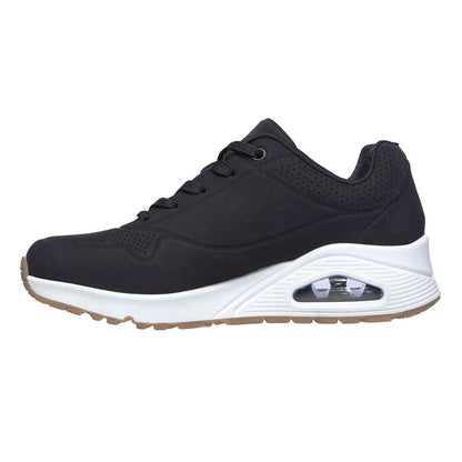 Black-White - Back - Skechers Womens-Ladies Uno Stand On Air Wedge Trainers