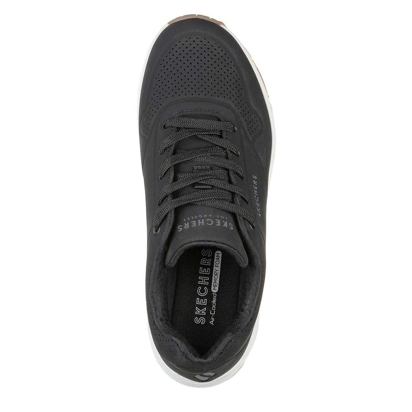 Black-White - Side - Skechers Womens-Ladies Uno Stand On Air Wedge Trainers