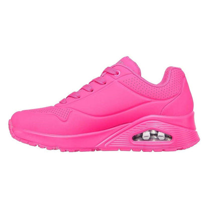 Hot Pink - Back - Skechers Womens-Ladies Uno Stand On Air Wedge Trainers