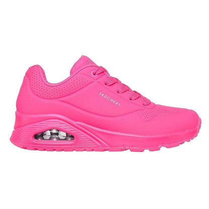 Hot Pink - Side - Skechers Womens-Ladies Uno Stand On Air Wedge Trainers