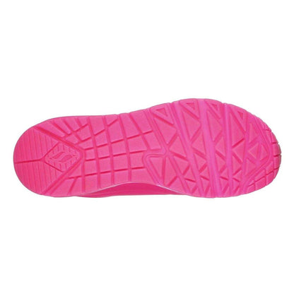 Navy-White-Pink - Front - Skechers Womens-Ladies Uno Stand On Air Wedge Trainers