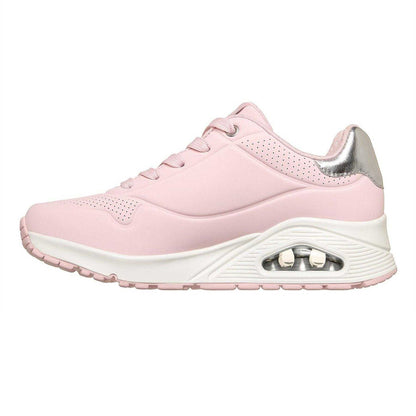 Pink - Back - Skechers Womens-Ladies Uno Stand On Air Wedge Trainers